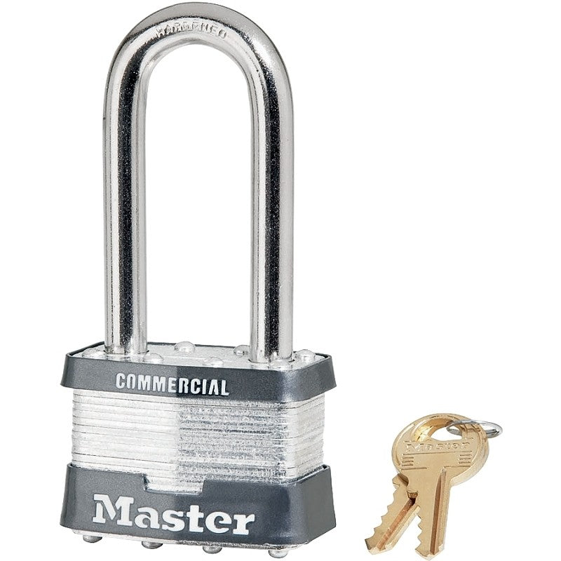 Master Lock 5KALJ Padlock, 2 in W Body, Key No: A152, Keyed Alike Key, Open Shackle, 3/8 in Dia Shackle, Steel Body