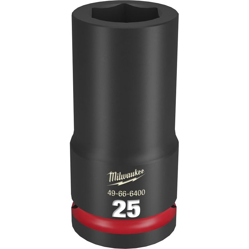 Milwaukee SHOCKWAVE Impact Duty Series 49-66-6400 Deep Impact Socket, 25 mm Socket, 3/4 in Drive, Square Drive, 6-Point