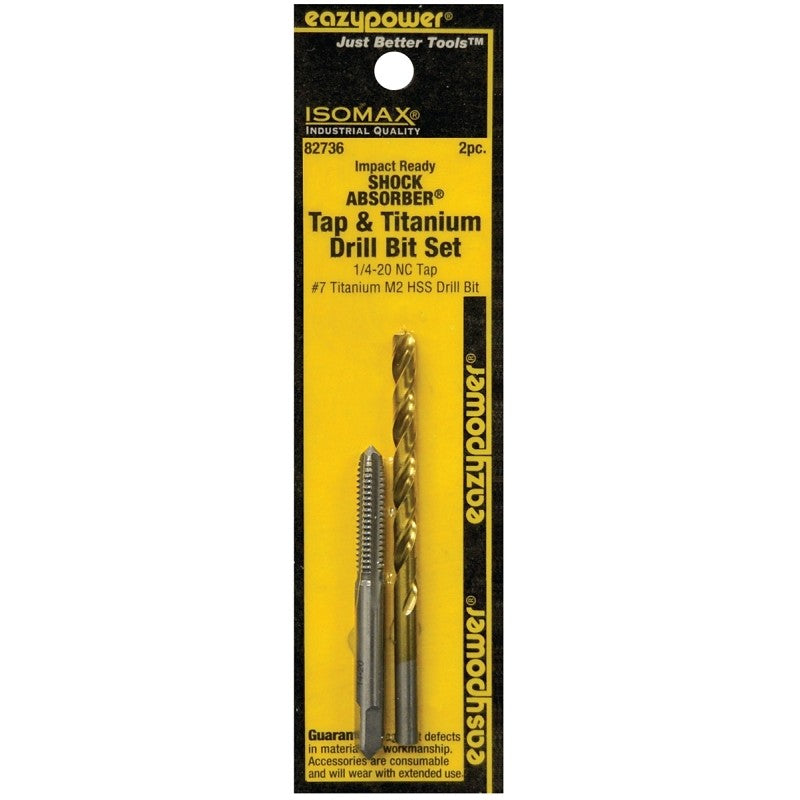 Eazypower 82736 Tap and Drill Set, 1/4-20 Thread, Titanium