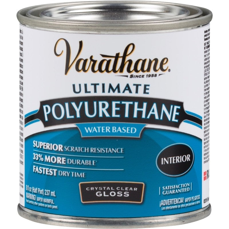 Varathane 200061H Polyurethane, Gloss, Liquid, Crystal Clear, 0.5 pt, Can