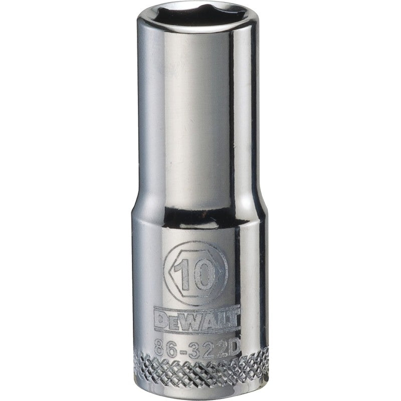 DEWALT DWMT86322OSP Drive Socket, 10 mm Socket, 3/8 in Drive, 6-Point, Vanadium Steel, Polished Chrome