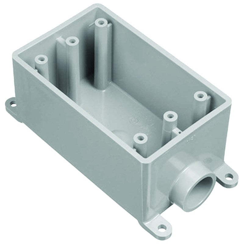 Carlon E980DFN-CTN Switch Box, 1-Gang, 1-Outlet, PVC, Gray