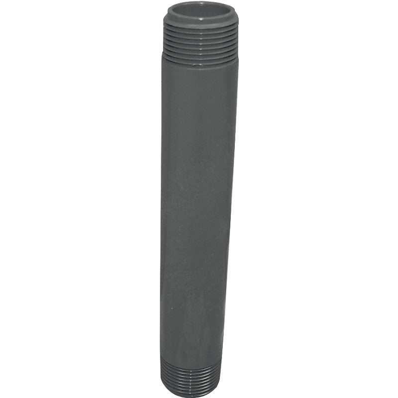 Genova 300 Series P-12-8 Pipe Nipple, 1/2 in, MIP, PVC, Gray, SCH 80 Schedule, 8 in L