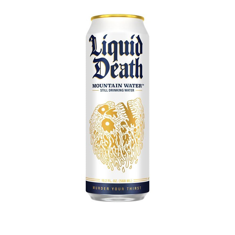 Liquid Death 1700079 Mountain Water, 19.2 oz Can (Pack of 24)