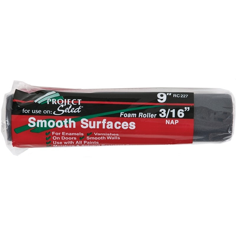 Linzer RC 227 Roller Cover, 3/16 in Thick Nap, 9 in L, Foam Cover, 12/PK