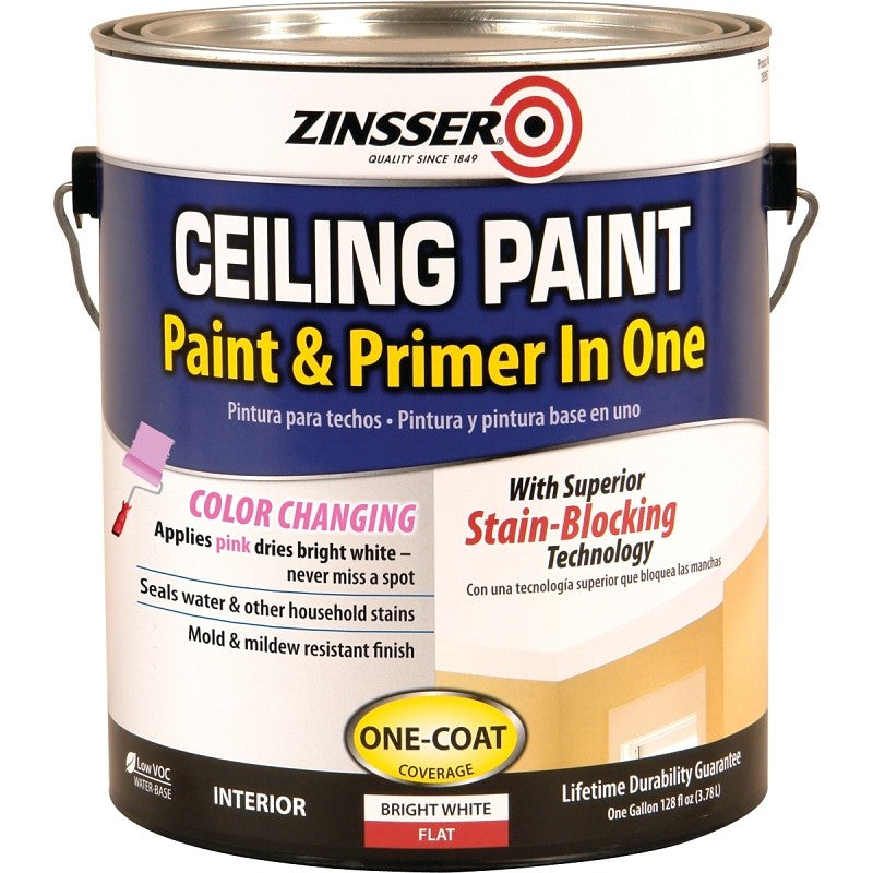Zinsser 260967 Ceiling Paint, Flat, Bright White, 1 gal, Can, Water (Pack of 2)