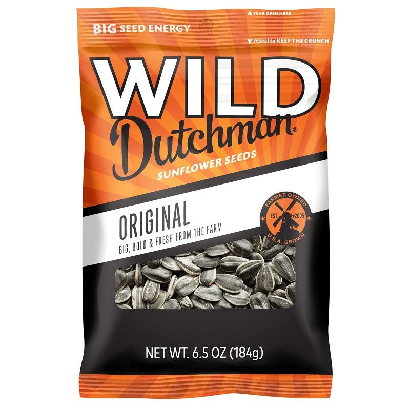WILD Dutchman 50112 Sunflower Seeds, Original Salted, 6.5 oz Bag (Pack of 12)