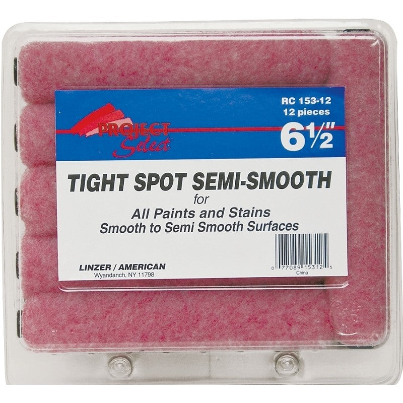 Linzer RC153-12 Roller Cover, Pink, 3/8 in Thick Nap, 6-1/2 in L, Polyester Cover