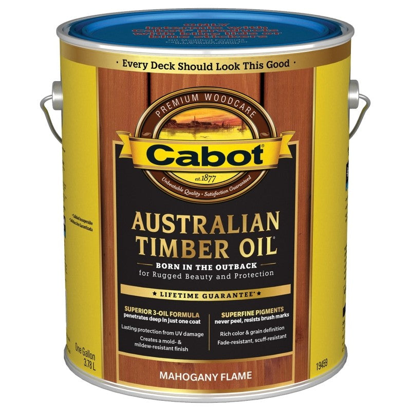 Cabot 19400 Series 140.0019459.007 Australian Timber Oil, Mahogany Flame, Liquid, 1 gal (Pack of 4)