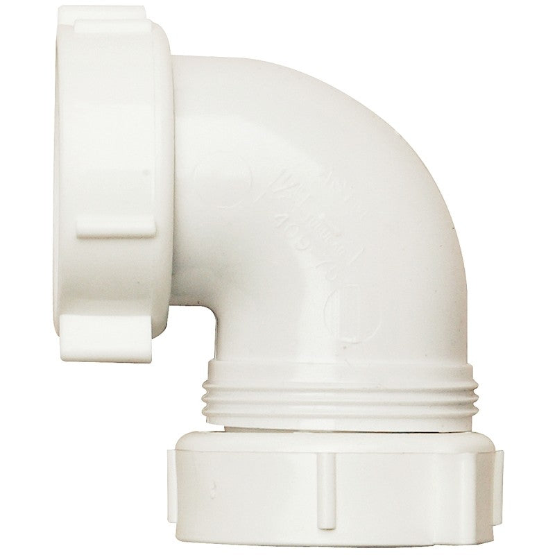 Plumb Pak PP66-10W Drain Pipe Elbow, 1-1/2 in, Slip-Joint, PVC, White