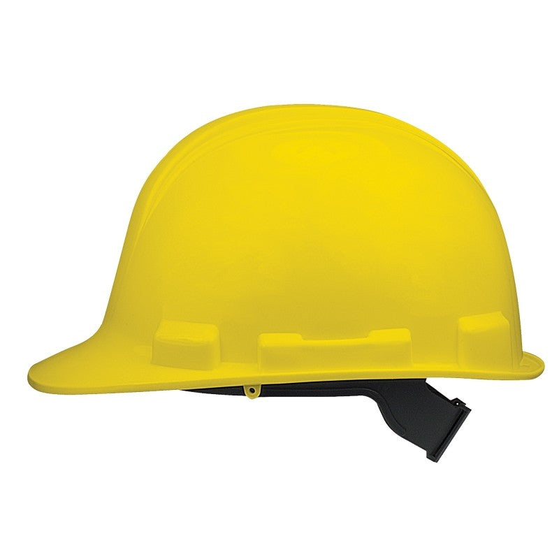 Safety Works SWX00345-01 Hard Hat, Yellow, 4-Point Textile Suspension, HDPE Shell, Class: E, Slip Ratchet Wheel Ratchet