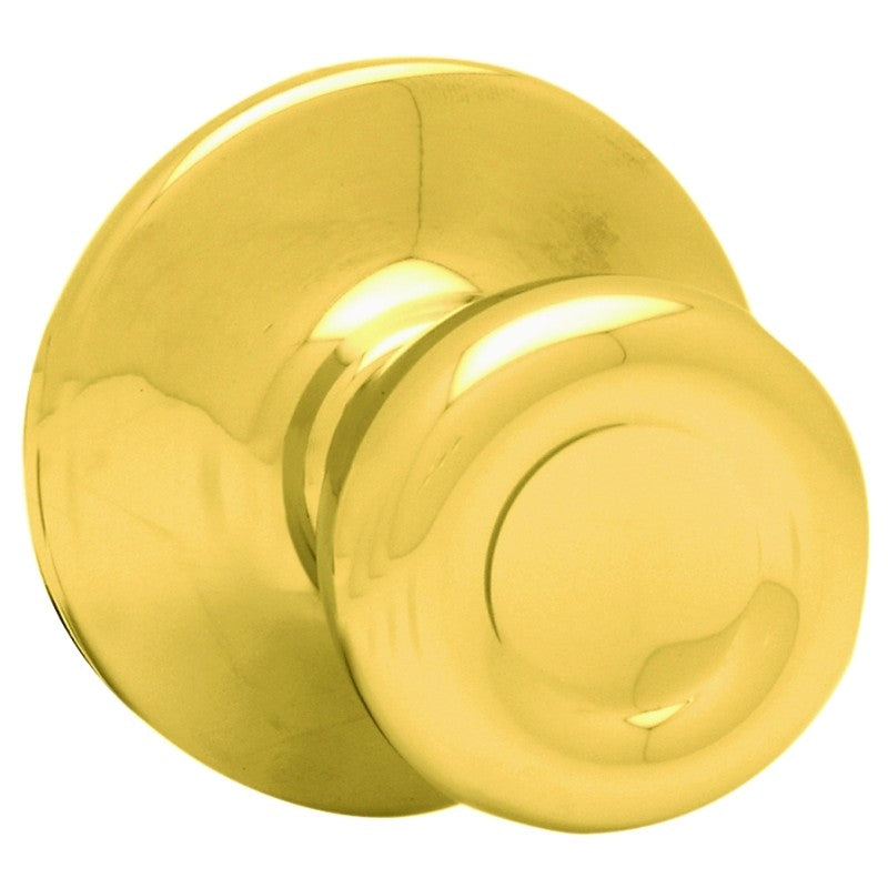 Kwikset 200T 3CPRCLRCS Passage Knob, Tylo, 2-19/32 in L x 2-5/8 in H Dimensions, Polished Brass
