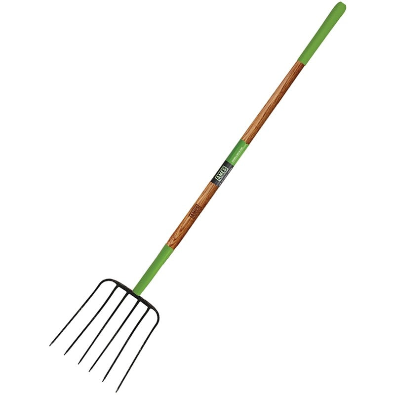 Ames 2826900 Series Manure Fork, 6-Tine, Steel Tine, Wood Handle, 61 in L Handle