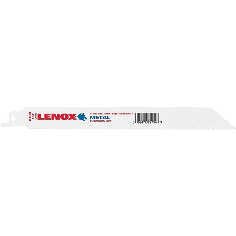 Lenox 22754OSB818R Series Reciprocating Saw Blade, Applicable Materials: Metal, Wood, 3/4 in W, 8 in L, 18 TPI (Pack of 50)