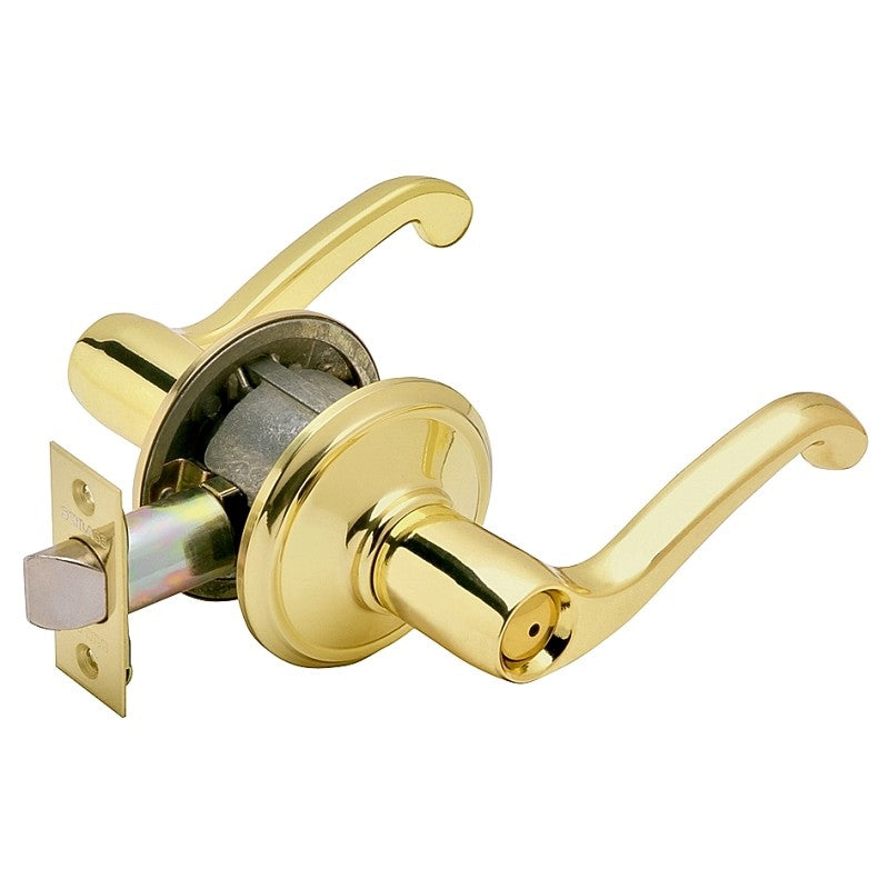 Schlage F Series F40V FLA 605 Privacy Lever, Mechanical Lock, Bright Brass, Metal, 2 Grade, Residential