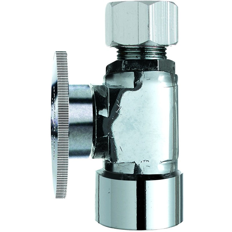 Plumb Pak PP53-1PCLF Shut-Off Valve, 1/2 x 1/2 in Connection, FIP x Compression, Quarter-Turn Actuator, Brass Body