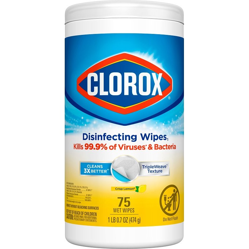 Clorox 01628 Disinfecting Wipes, Can, Liquid, Citrus, White