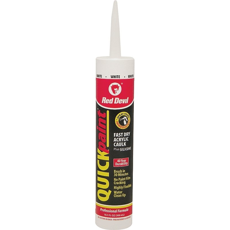 Red Devil Quick Point 0946 Fast Dry Acrylic Caulk, White, 40 to 90 deg F, 10.1 fl-oz Cartridge