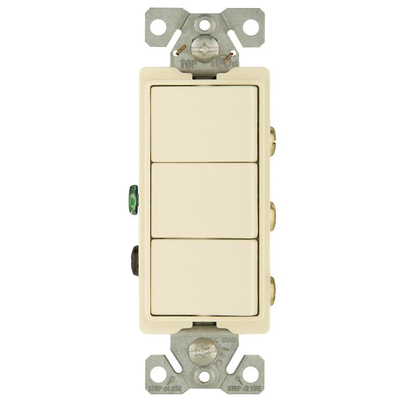 Eaton Cooper Wiring 7729LA-SP Combination Switch, 1 -Pole, 15 A, 120/277 V, Light Almond