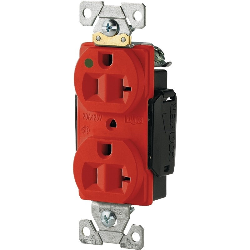 Eaton Wiring Devices AH8300RD Duplex Receptacle, 2 -Pole, 20 A, 125 V, Back, Side Wiring, NEMA: 5-20R, Red