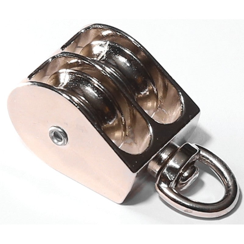 Baron 0178ZD-1-1/2 Rope Pulley, Double Swivel Eye, 5/8 in Dia Eye, 5/16 in Rope, 1-1/2 in Sheave, Cadmium