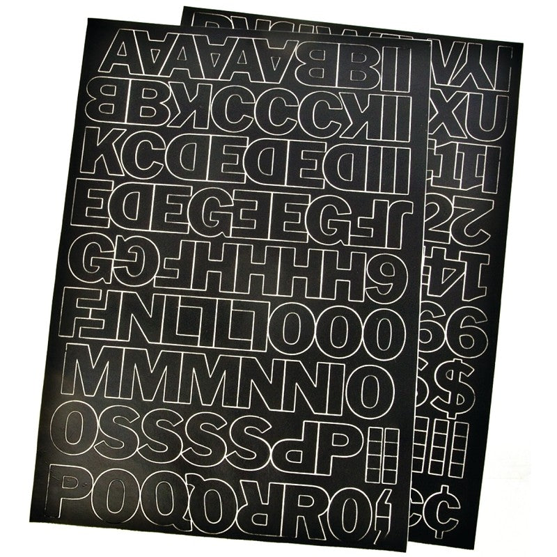 Hy-Ko 30033 Die-Cut Number and Letter Set, 1 in H Character, Black Character, Black Background, Vinyl