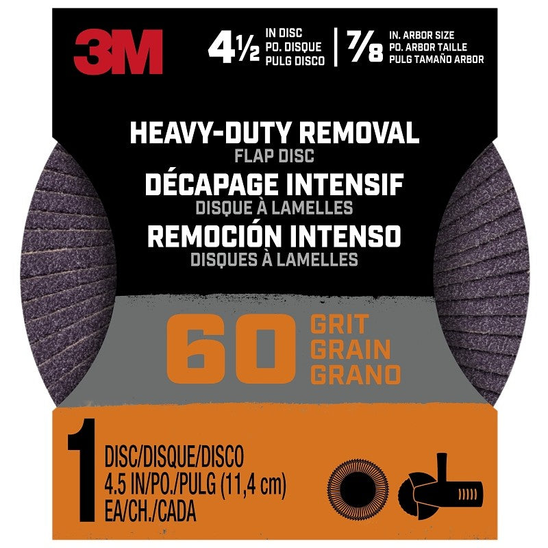 3M Hookit 27421-60 Flap Grinding Disc, 4-1/2 in Dia, 60 Grit, 8-Hole