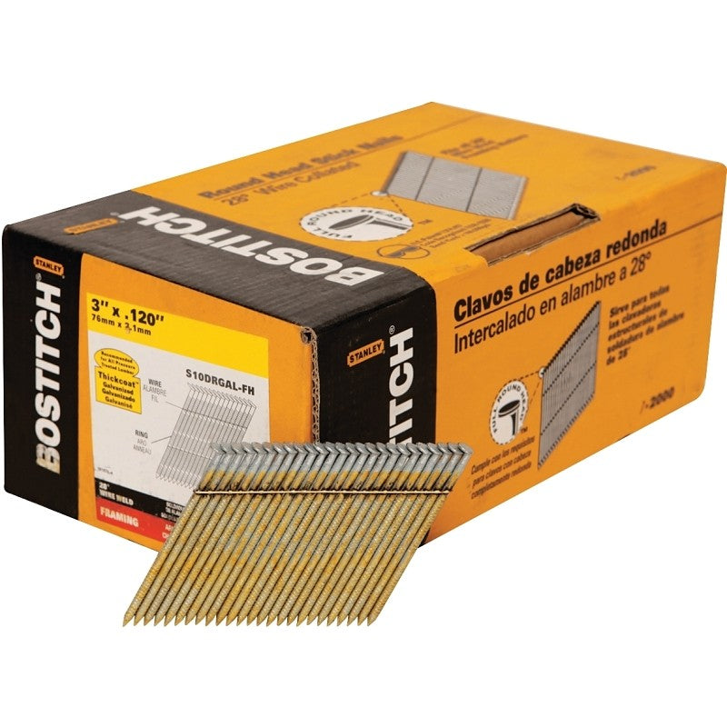 Bostitch S10DRGAL-FH Framing Nail, 3 in L, Thickcoat, Full Round Head, Ring Shank