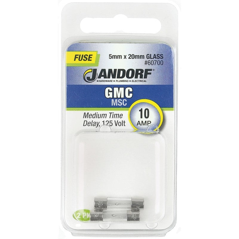 Jandorf 60700 Time Delay Fuse, 10 A, 125 V, 10 kA Interrupt, Glass Body