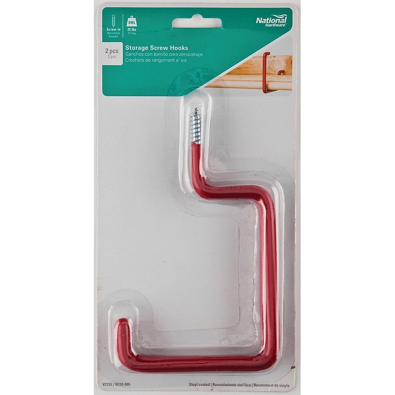 National Hardware V2155 N188-005 Storage Screw Hook, 15 lb, Steel, Red