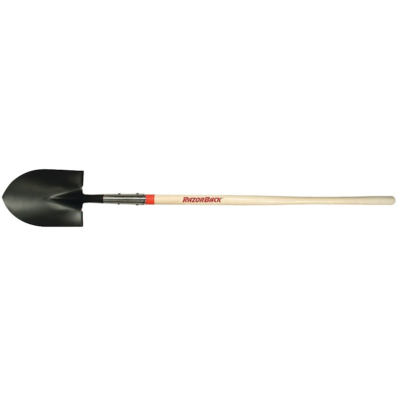 Razor-Back 45520 Shovel with Dual Rivet, 8-3/4 in W Blade, Steel Blade, Hardwood Handle, Long Handle, 48 in L Handle