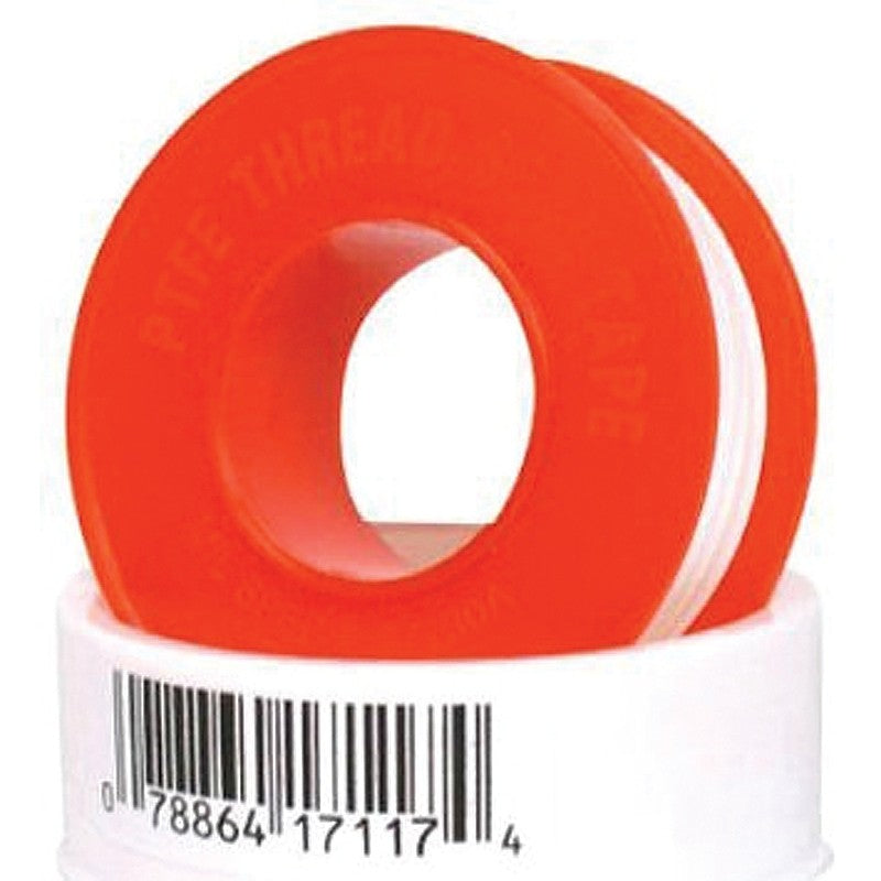Harvey 17117B Thread Seal Tape, 520 in L, 1/2 in W, PTFE, Red/White