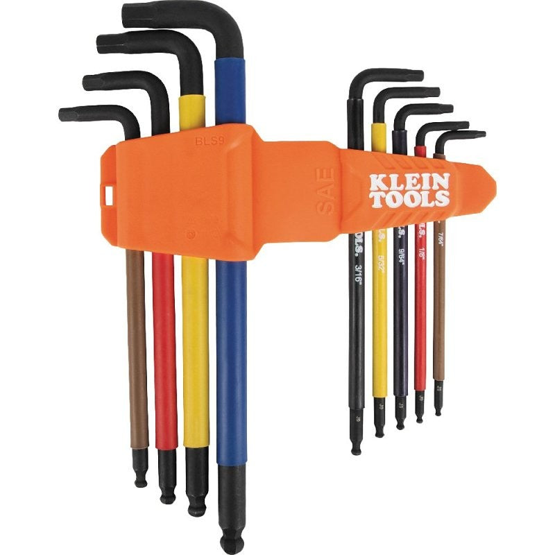 Klein Tools BLS9 L-Style Hex Key Caddy Set, 9-Piece, Steel, Black Phosphate, Orange