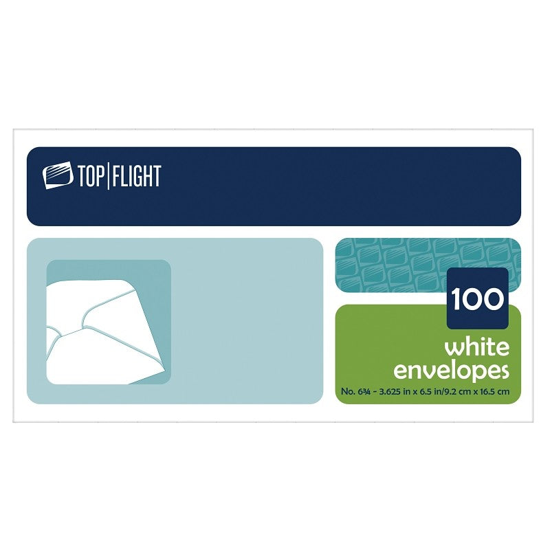 Top Flight 6900312 Envelope, White, 3-5/8 in W