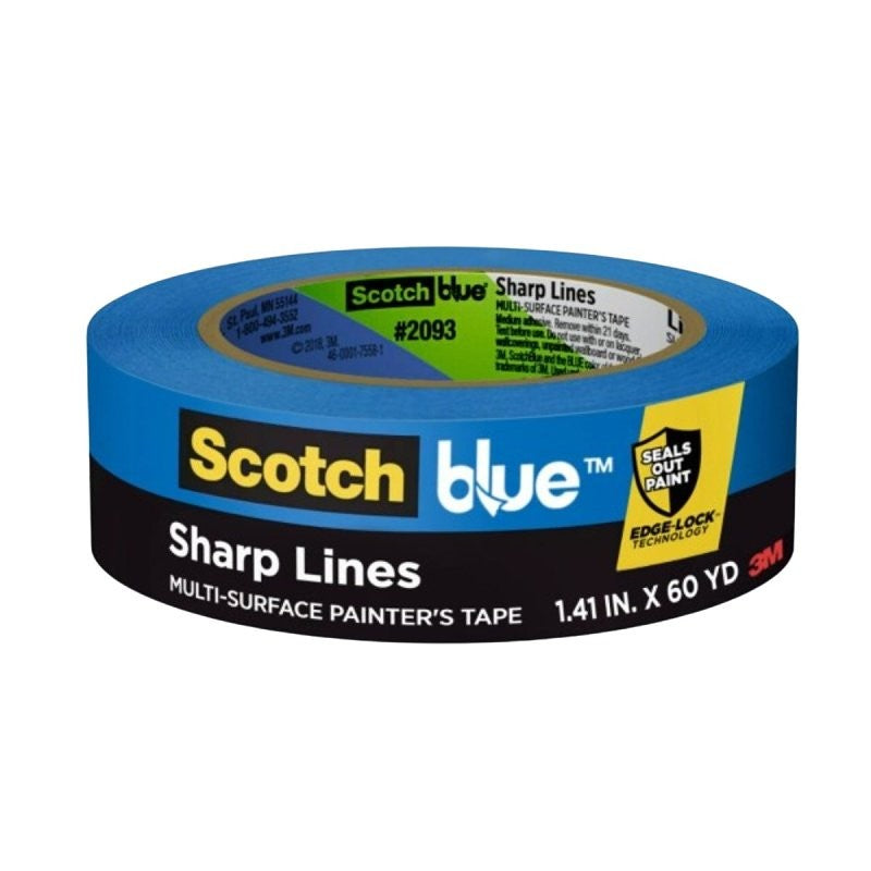 ScotchBlue 2090 2090-36AP3 Painters Tape, 60 yd L, 1.41 in W, Paper Backing, Blue