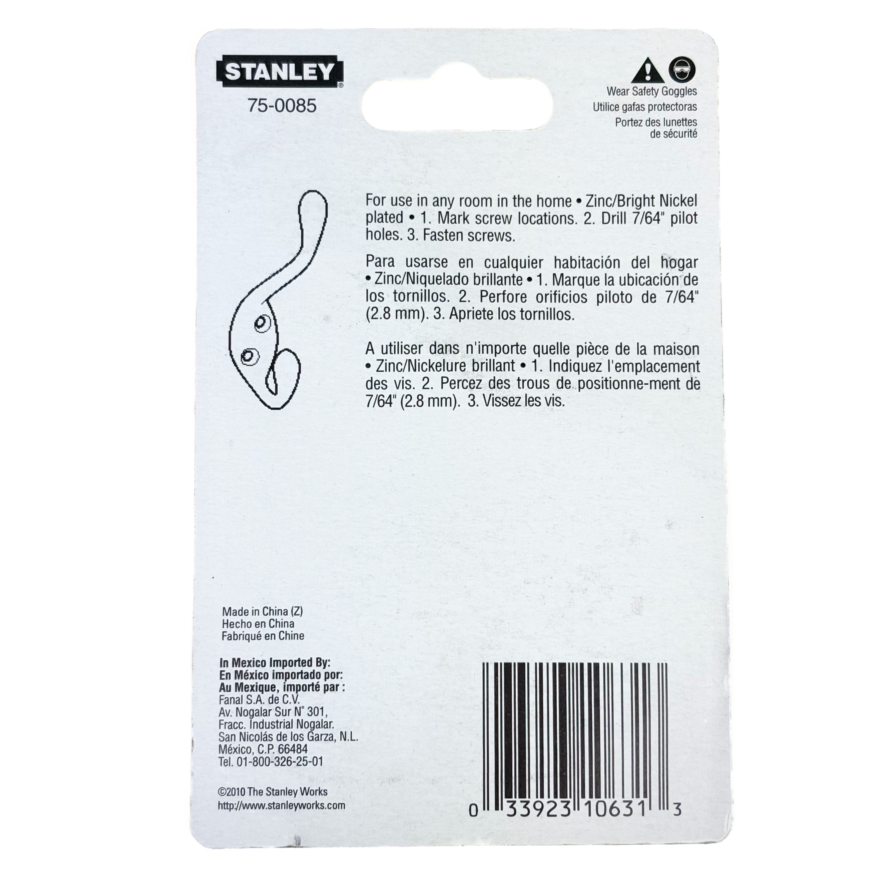 Heavy Duty Upscale Coat And Hat Hook Nickel (POS)