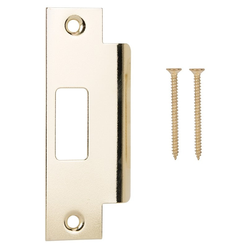 ProSource HSH-006-PS Strike Plate, 4-7/8 in L, 2 in W, Steel, Brass