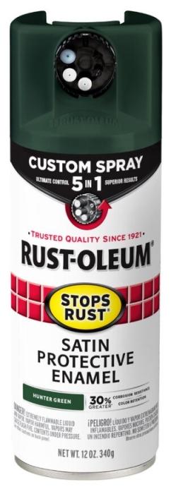 Rust-Oleum 376874 5-In-1 Enamel Paint, Satin, Hunter Green, 12 oz, Aerosol Can