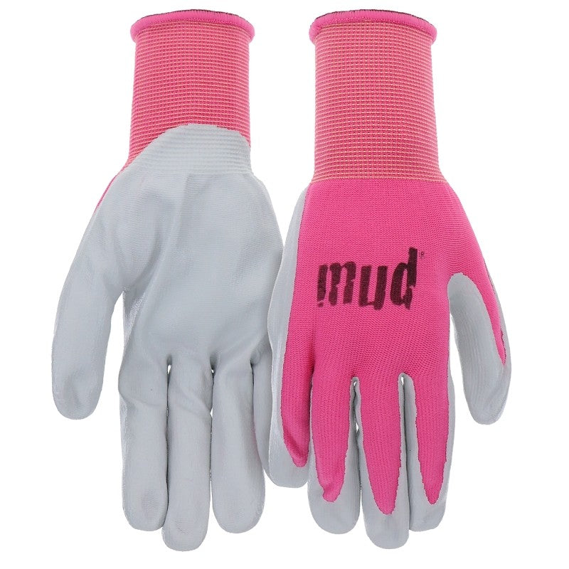 Mud MD31031SP-WXS Gloves, Women's, XS, 8-3/4 in L, Knit Wrist, Seamless Cuff, Nitrile Coating, Nylon Glove, Pink