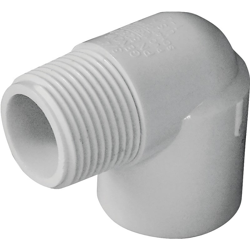 IPEX 435501 Street Pipe Elbow, 3/4 x 3/4 in, Slip x MPT, 90 deg Angle, PVC, White, SCH 40 Schedule