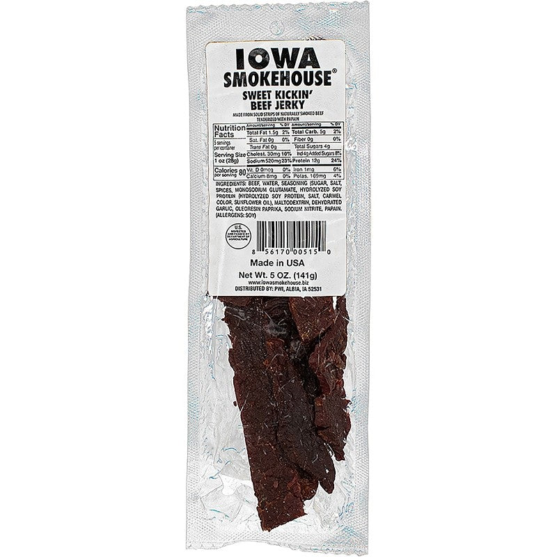 Iowa Smokehouse IS-5JSK Beef Jerky, Sweet Kickin, 5 oz, Pack (Pack of 12)