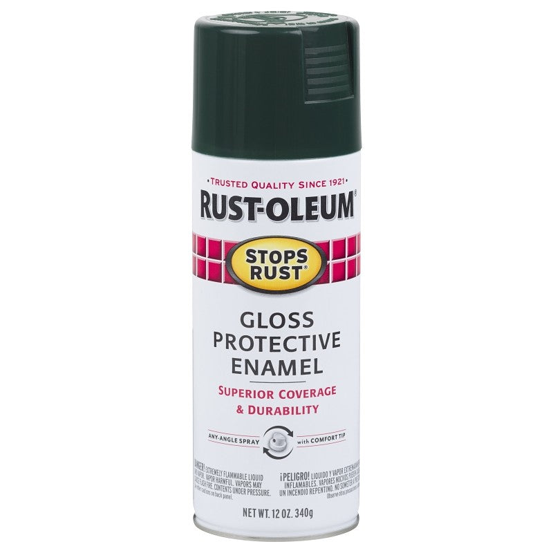 Rust-Oleum 7733830 Rust Preventative Spray Paint, Gloss, Dark Hunter Green, 12 oz, Can