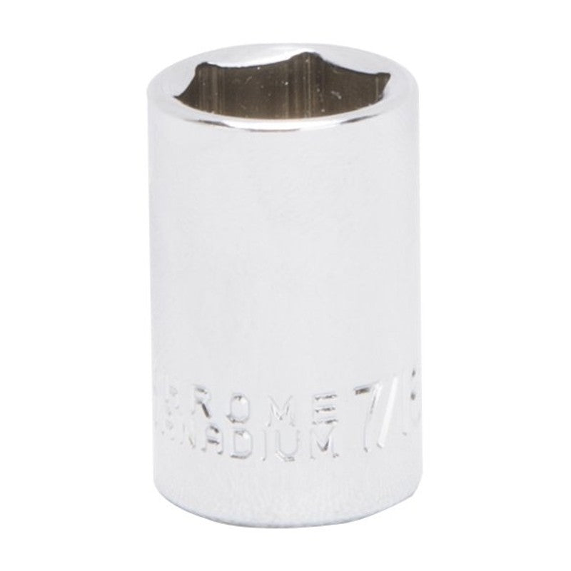 Vulcan MT6485031 Drive Socket, 7/16 in Socket, 1/4 in Drive, 6-Point, Chrome Vanadium Steel, Chrome