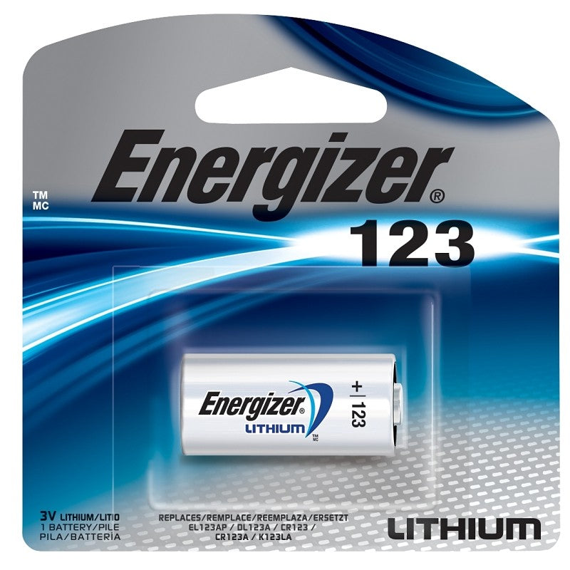 Energizer EL123AP Series EL123APBP Battery, 3 V Battery, 1500 mAh, Lithium, Manganese Dioxide