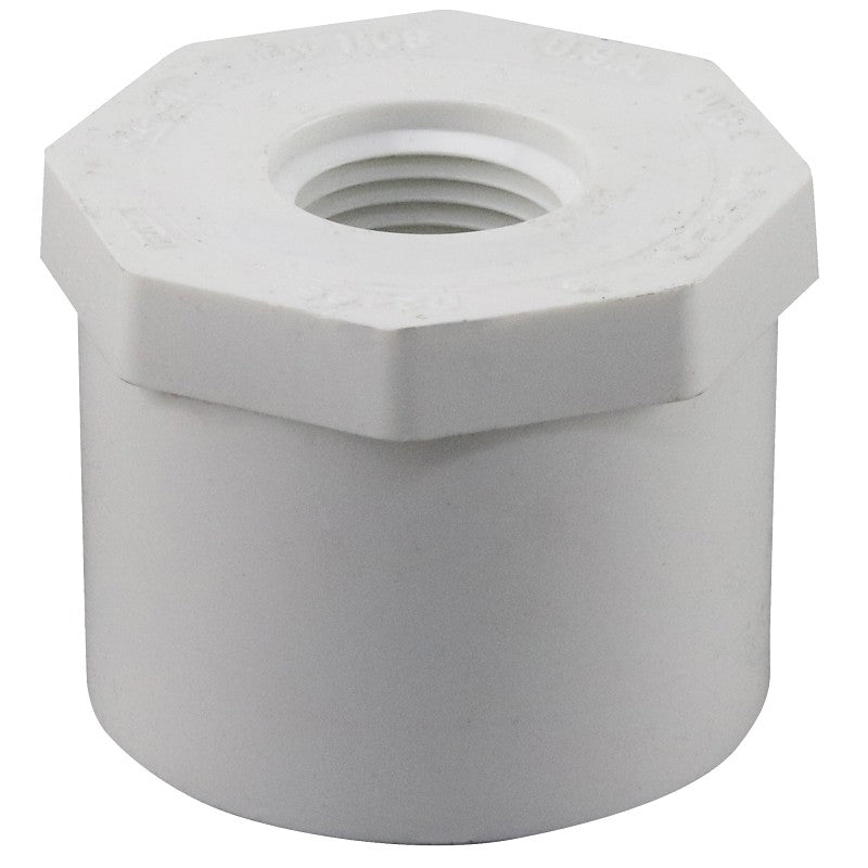 IPEX 435729 Reducing Bushing, 1-1/2 x 1/2 in, Spigot x FPT, White, SCH 40 Schedule, 150 psi Pressure