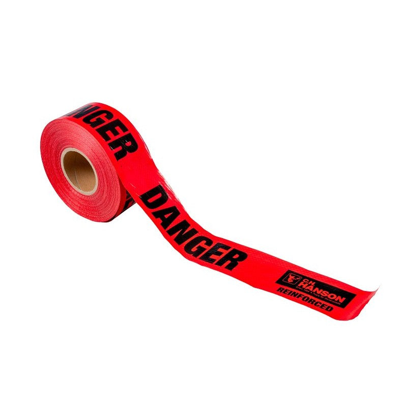 CH Hanson 16031 Reinforced Barricade Tape, 500 ft L, 3 in W, Red, Polyethylene