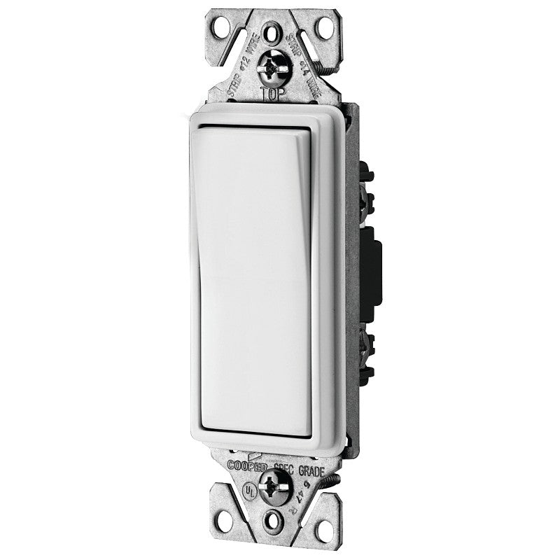 Eaton Wiring Devices 7500 Series C7501W-SP-L Rocker Switch, 15 A, 120/277 V, SPST, Lead Wire Terminal, White