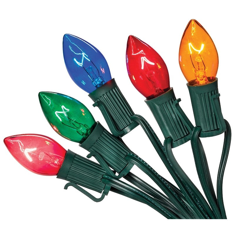 Santas Forest 03360/U00Z125I Light Set, Christmas, 120 V, 125 W, 25-Lamp, C7 Lamp, Transparent Multi Lamp