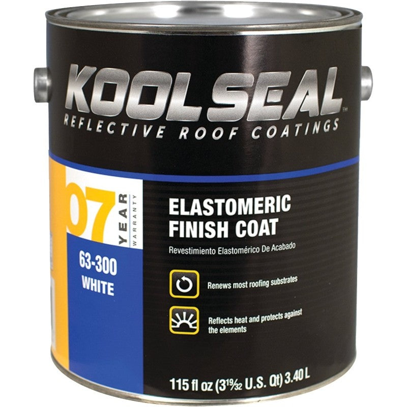 Kool Seal KS0063300-16 Elastomeric Roof Coating, White, 0.9 gal, Pail, Liquid (Pack of 4)