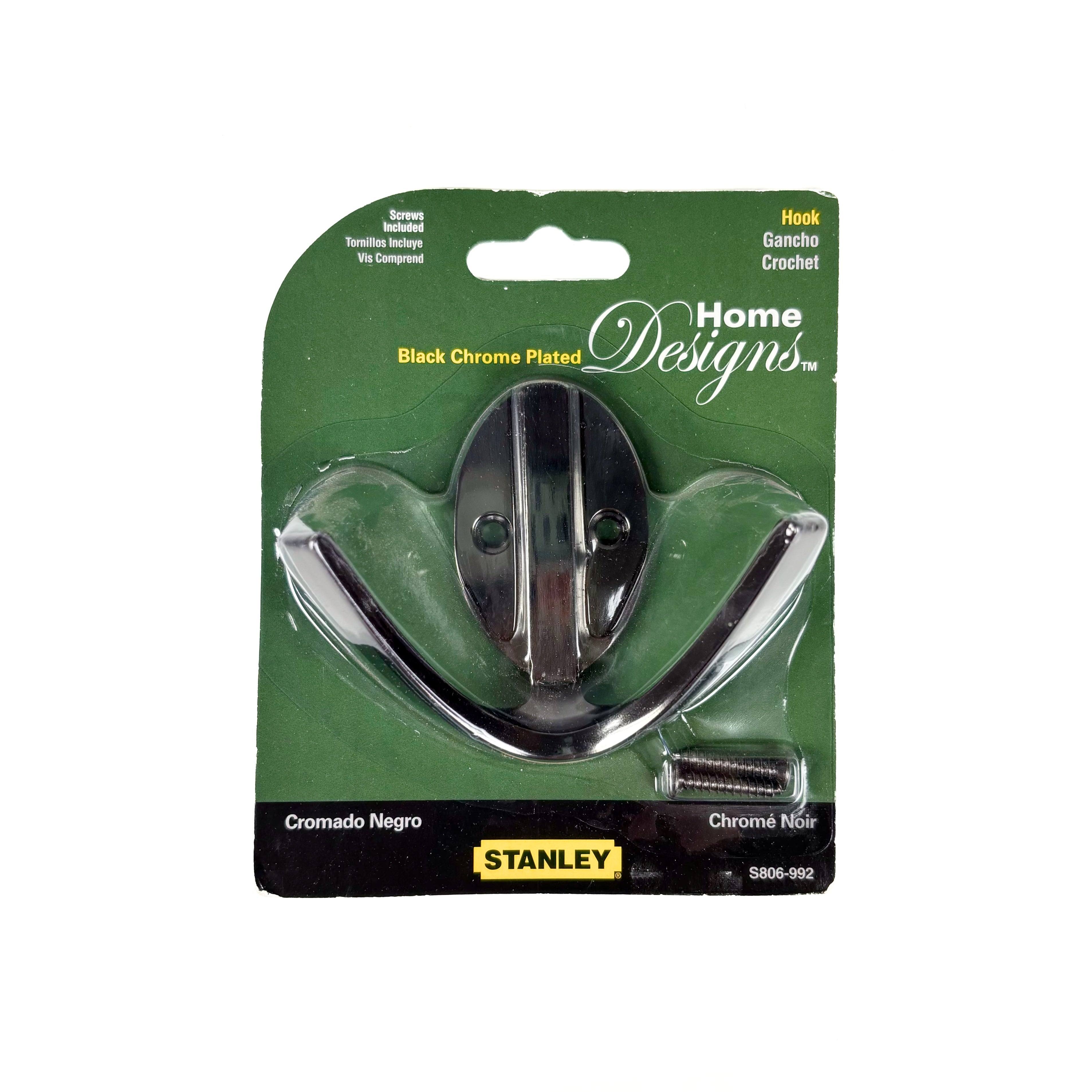 Modern Double Robe Hook 3 Inch Black Chrome (POS)